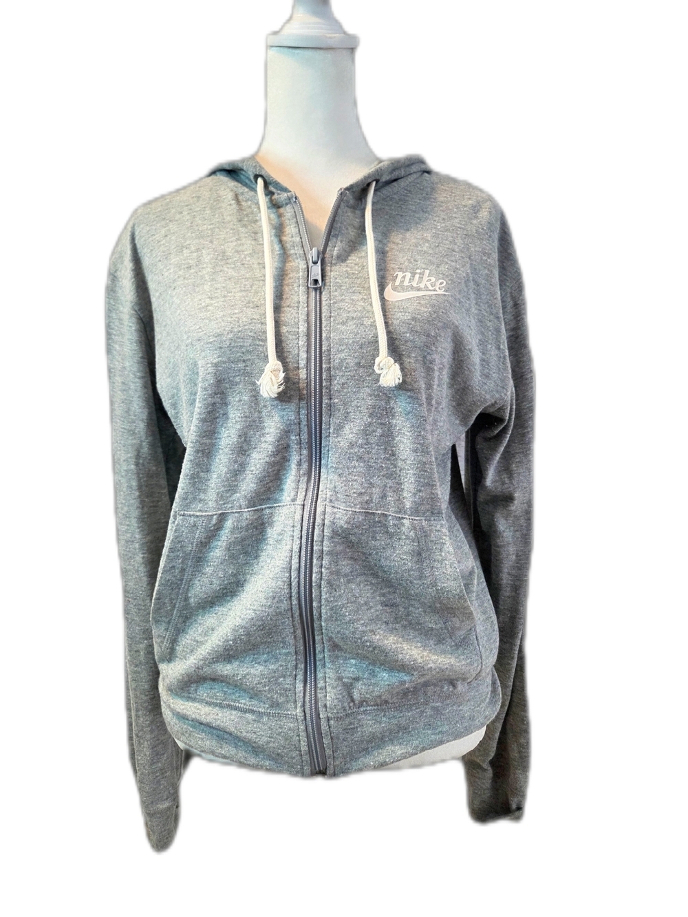 Nike Gray Zip-Up Hoodie with White Logo